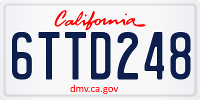CA license plate 6TTD248