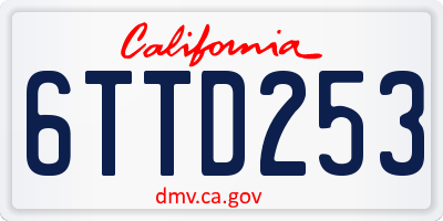 CA license plate 6TTD253