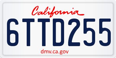 CA license plate 6TTD255