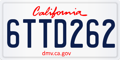 CA license plate 6TTD262