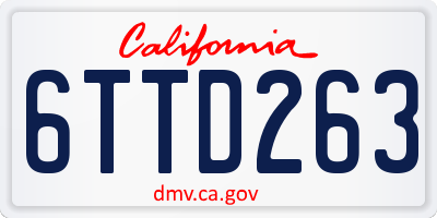CA license plate 6TTD263