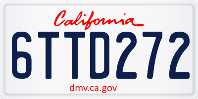 CA license plate 6TTD272