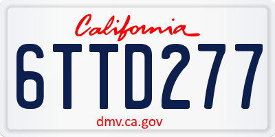 CA license plate 6TTD277