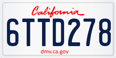 CA license plate 6TTD278