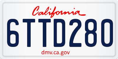 CA license plate 6TTD280
