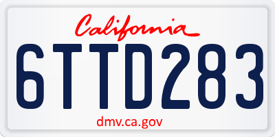 CA license plate 6TTD283