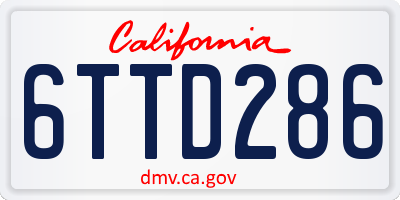 CA license plate 6TTD286