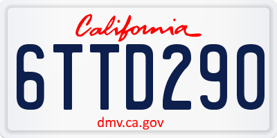 CA license plate 6TTD290