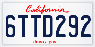 CA license plate 6TTD292