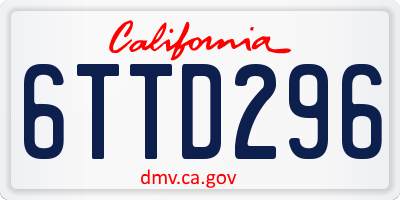 CA license plate 6TTD296