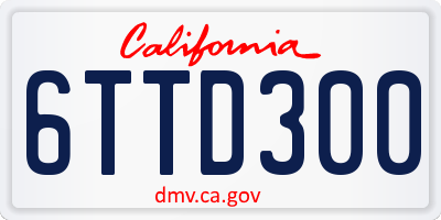 CA license plate 6TTD300