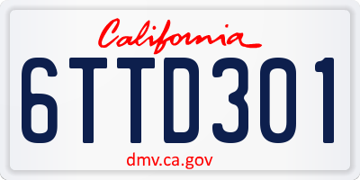 CA license plate 6TTD301