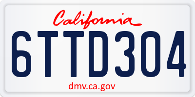 CA license plate 6TTD304
