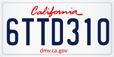 CA license plate 6TTD310