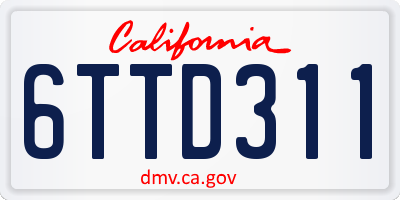 CA license plate 6TTD311