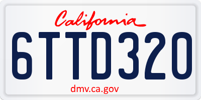 CA license plate 6TTD320