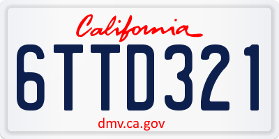 CA license plate 6TTD321