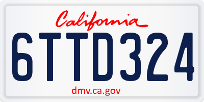 CA license plate 6TTD324