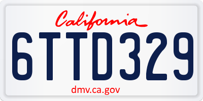 CA license plate 6TTD329
