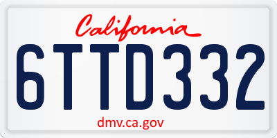 CA license plate 6TTD332