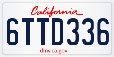 CA license plate 6TTD336