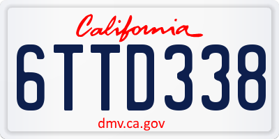 CA license plate 6TTD338