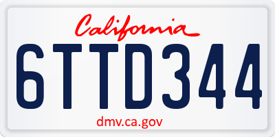 CA license plate 6TTD344