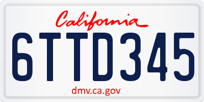 CA license plate 6TTD345