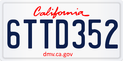 CA license plate 6TTD352