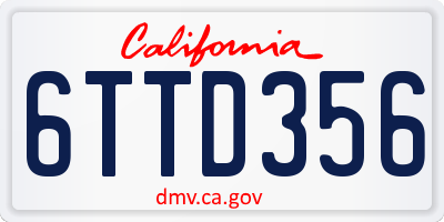 CA license plate 6TTD356