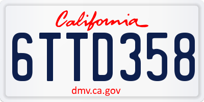 CA license plate 6TTD358