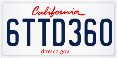 CA license plate 6TTD360