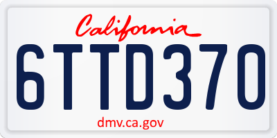 CA license plate 6TTD370