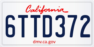 CA license plate 6TTD372