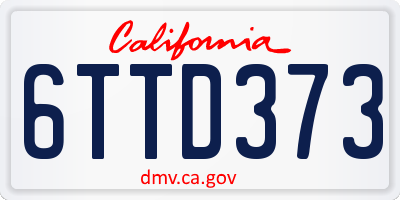 CA license plate 6TTD373
