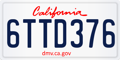 CA license plate 6TTD376