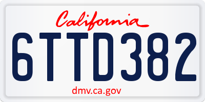 CA license plate 6TTD382