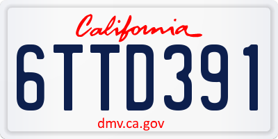 CA license plate 6TTD391