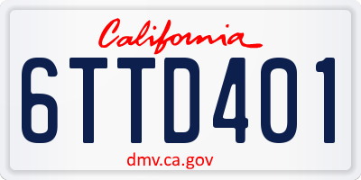 CA license plate 6TTD401