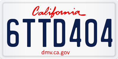 CA license plate 6TTD404