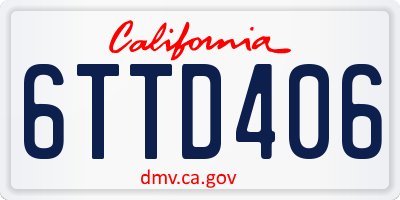 CA license plate 6TTD406
