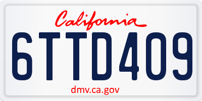 CA license plate 6TTD409
