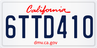 CA license plate 6TTD410