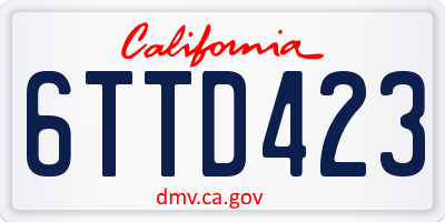 CA license plate 6TTD423