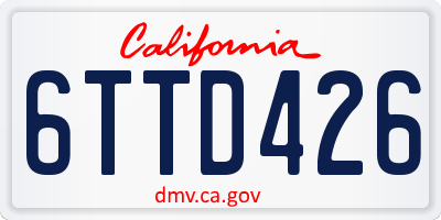 CA license plate 6TTD426