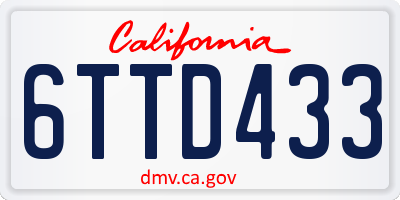 CA license plate 6TTD433