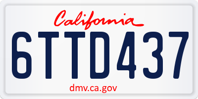 CA license plate 6TTD437