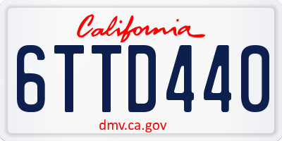 CA license plate 6TTD440