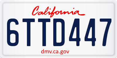 CA license plate 6TTD447