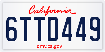 CA license plate 6TTD449